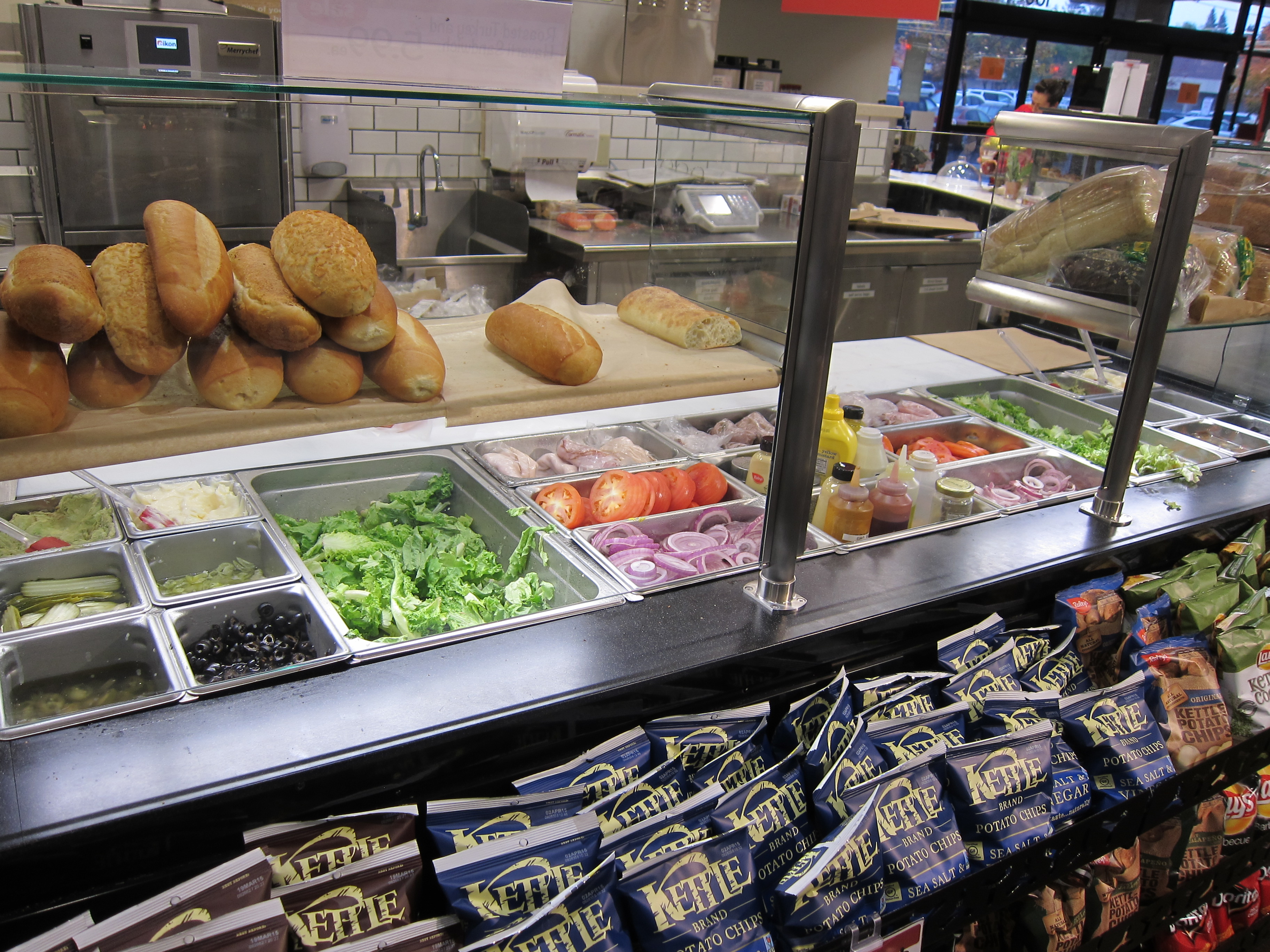 Sushi Bar & Sandwich Prep Station - Multi-Tier Refrigerated Case