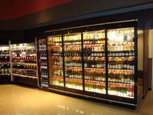 Supermarket wine display case, Borgen Merchandising Systems